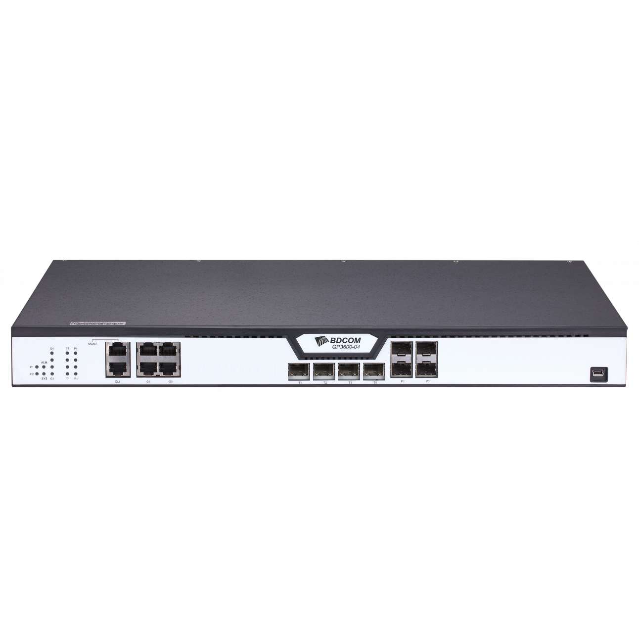 OLT BDCOM GP3600-04-2AC с 4 портами GPON (SFP), 4 комбо-портами, 4хSFP, 4 SFP+, 2 БП АC
